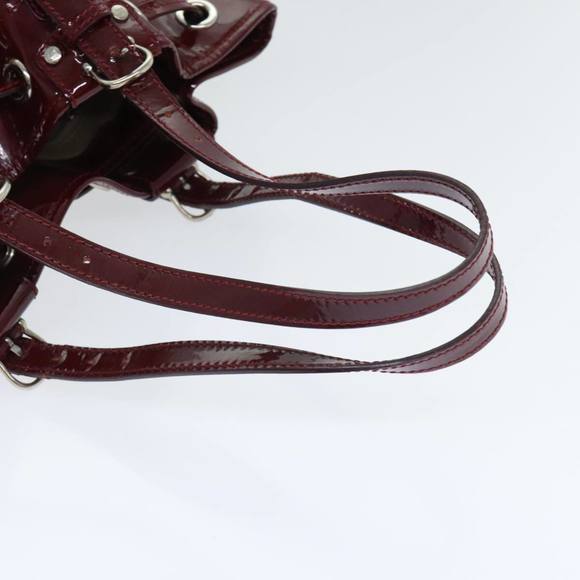 BURBERRY Hand Bag Enamel Red Silver Auth 91276 - Picture 7 of 16